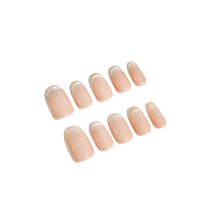 Nude shimmer oval handmade press on nails NYC — READY READY