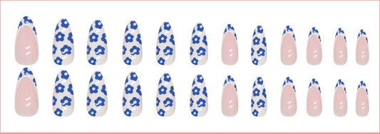 Blue Flower - High quality machine made Press on nails