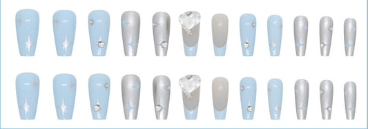 Blue Diamond - High quality machine made Press on nails