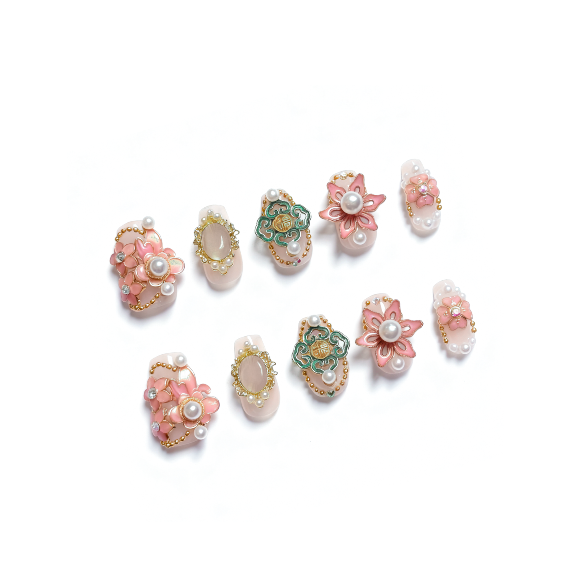 Imperial Glow Press-On Nails – Almond Medium | Pearl 3D