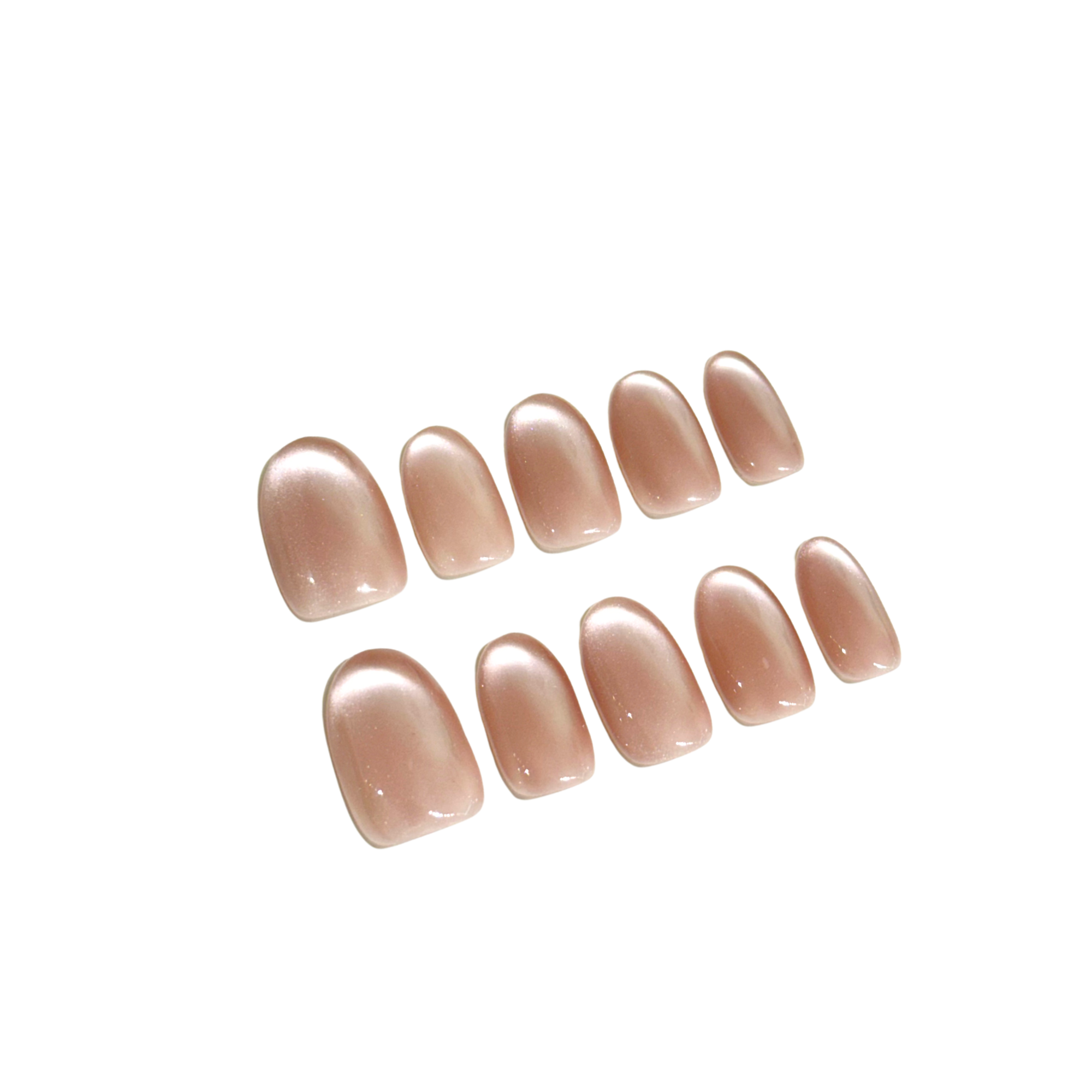 Soft pink shimmering oval handmade press on nails NYC — READY READY