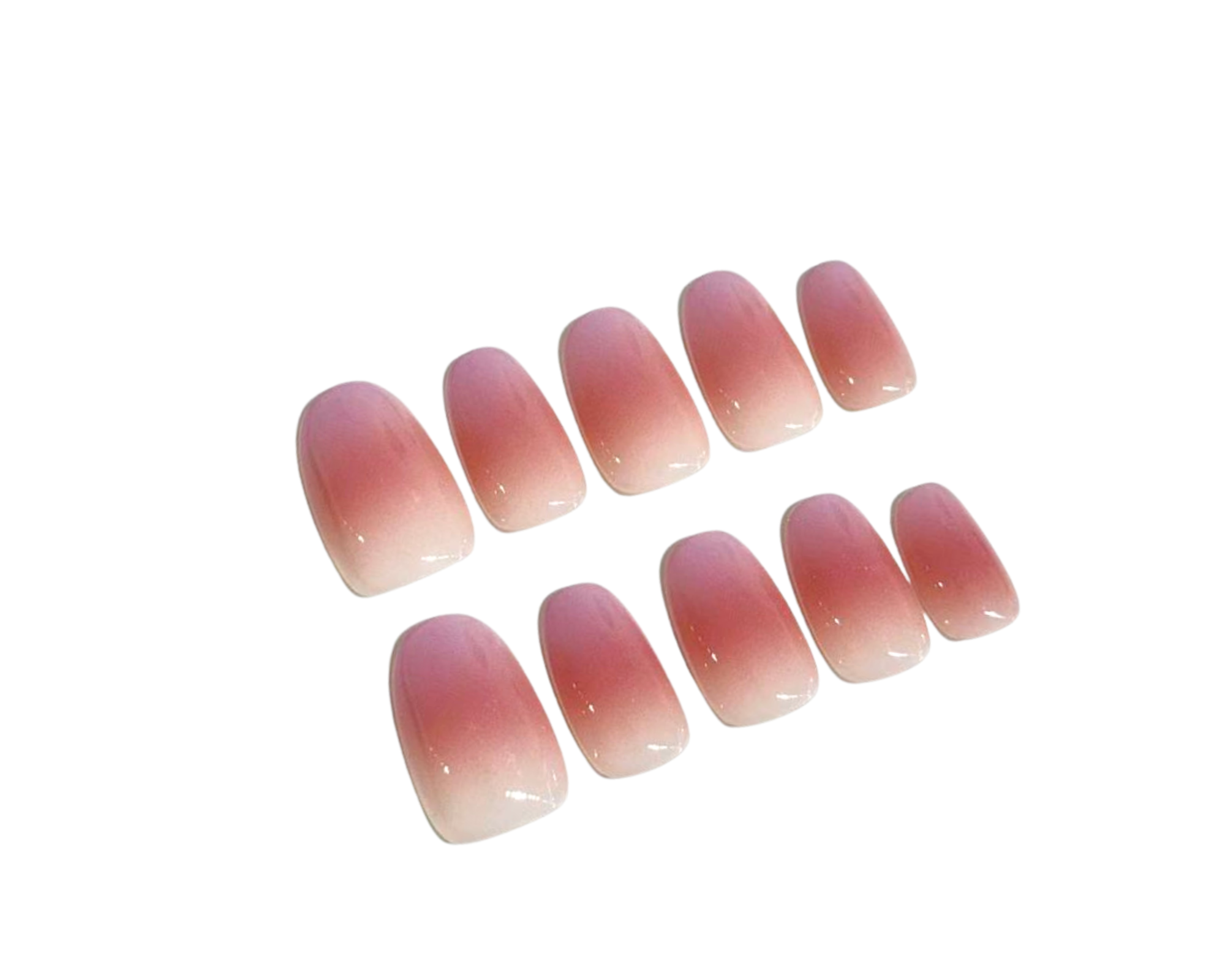 Nude pink gradient coffin handmade press on nails NYC — READY READY