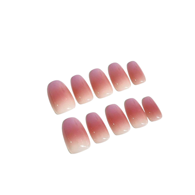 Nude pink gradient coffin handmade press on nails NYC — READY READY