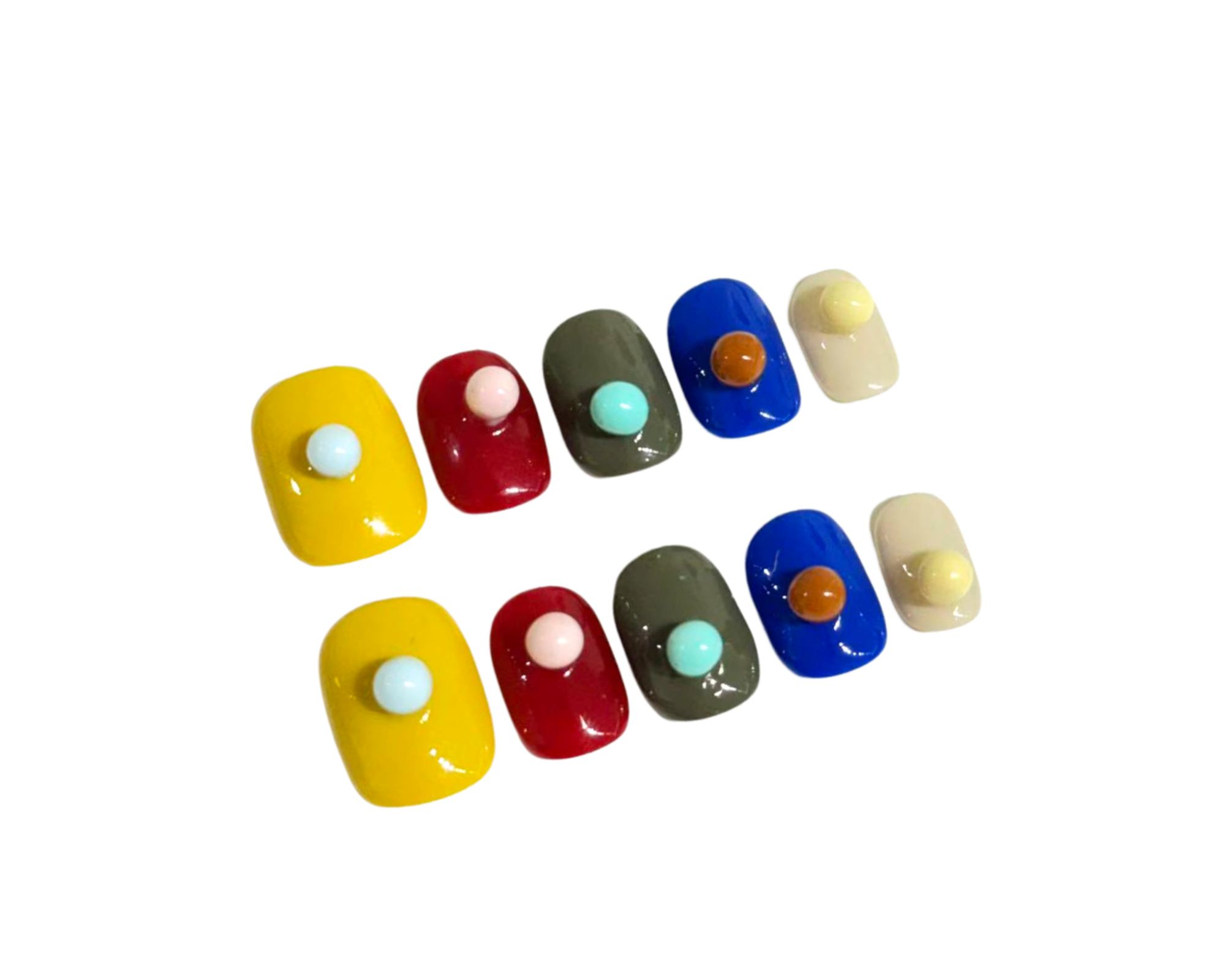 Multicolor 3D square handmade press on nails NYC — READY READY