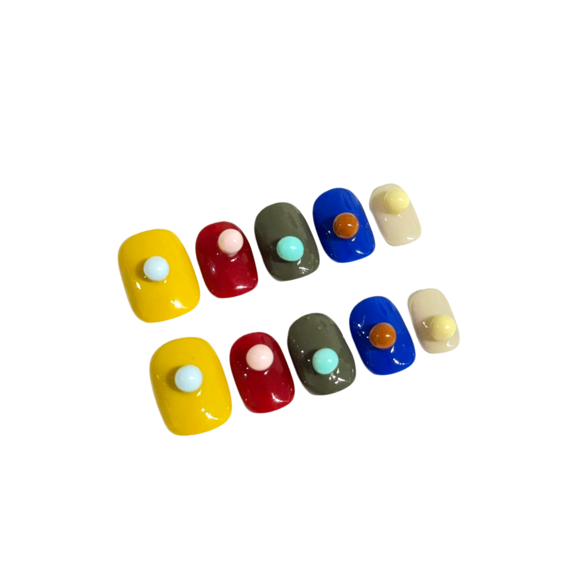 Multicolor 3D square handmade press on nails NYC — READY READY