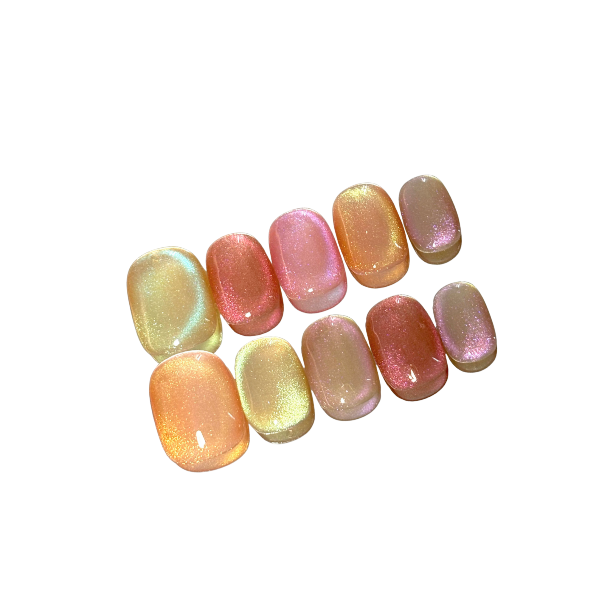 Colorful rainbow magnetic round handmade press on nails NYC — READY READY