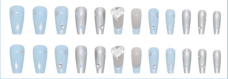 Blue Diamond - High quality machine made Press on nails