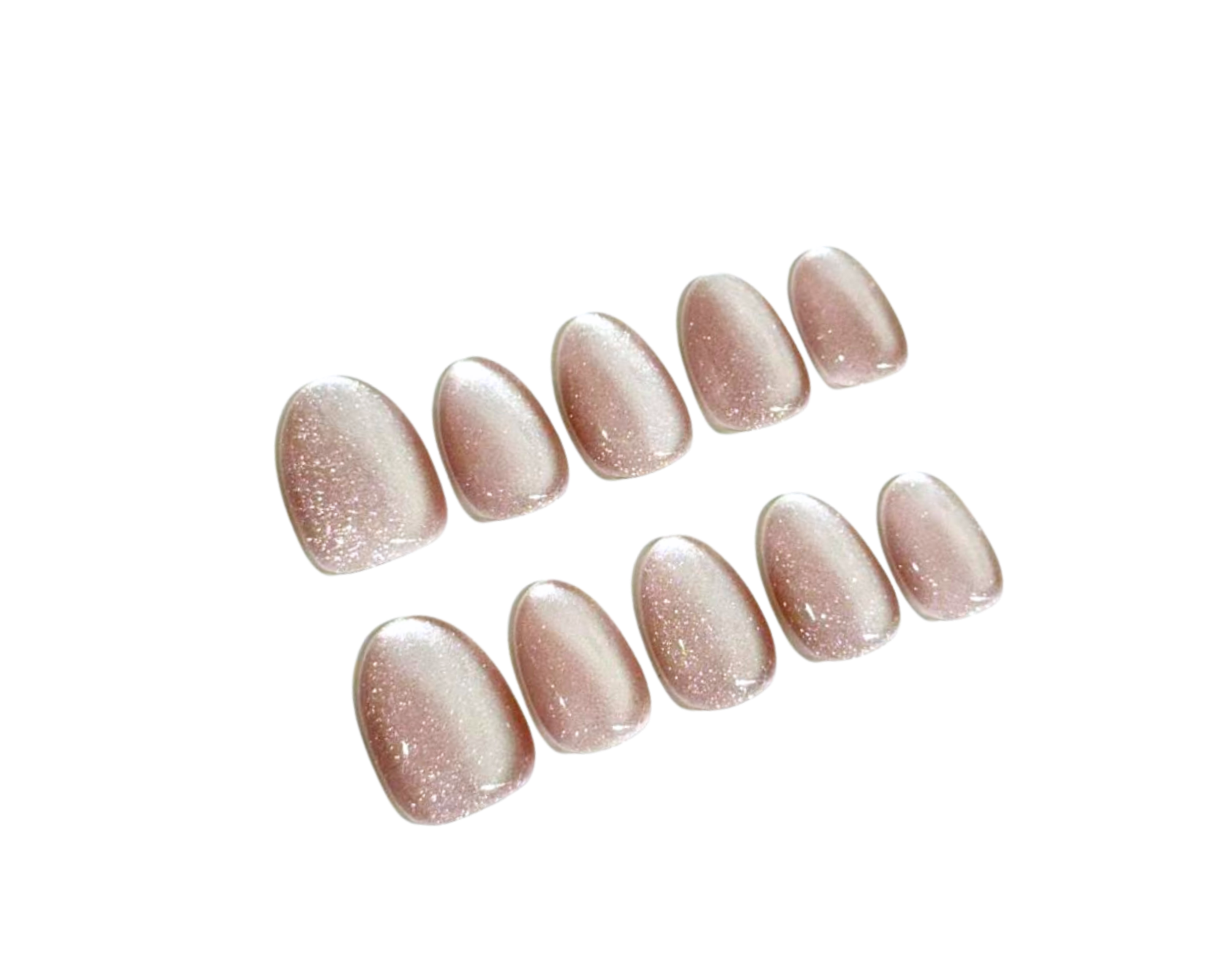 Clear Cateye short oval handmade press-on nails — READY READY NYC