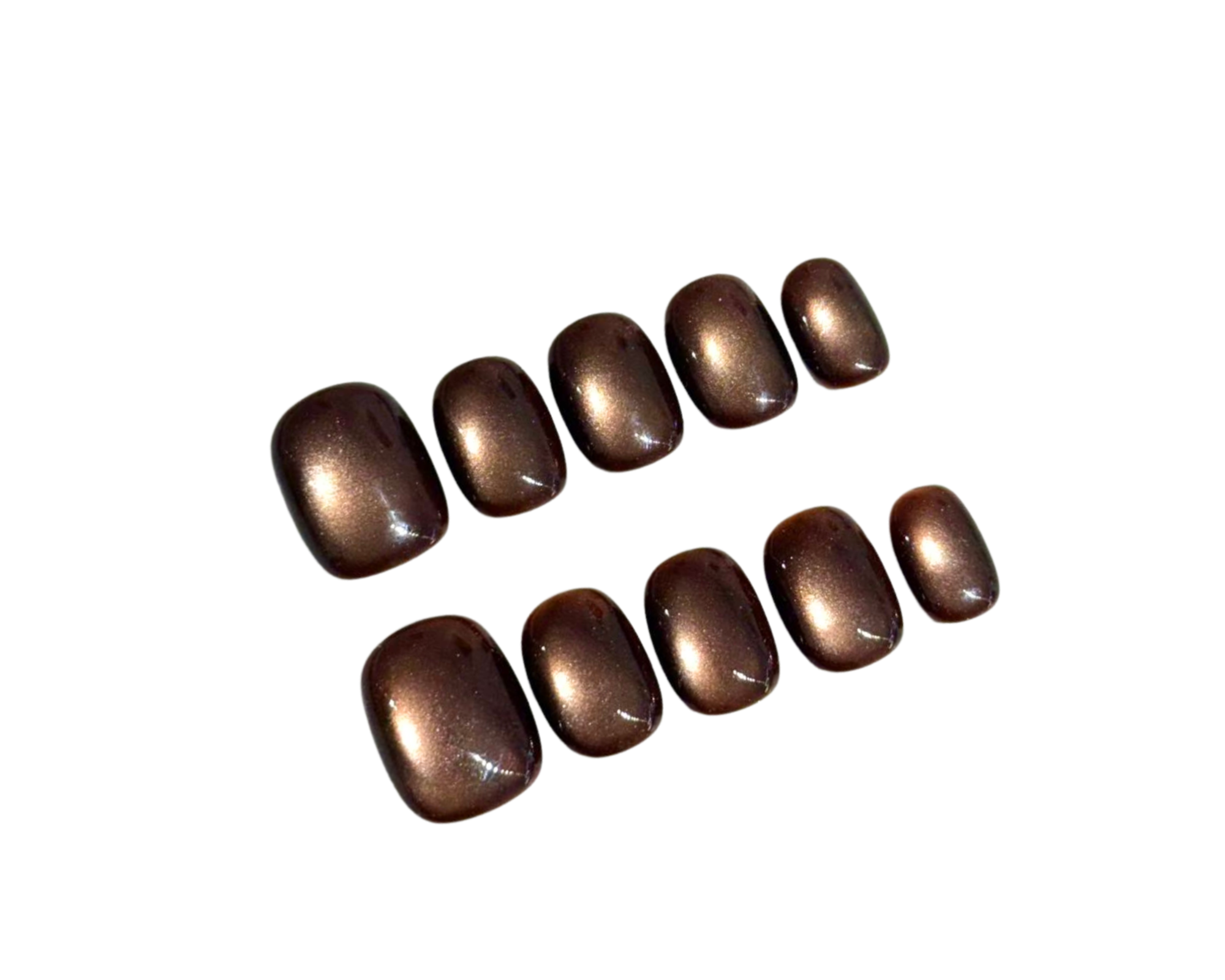 Dark brown magnetic round handmade press on nails NYC — READY READY