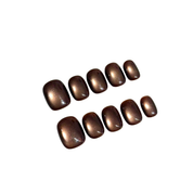 Dark brown magnetic round handmade press on nails NYC — READY READY