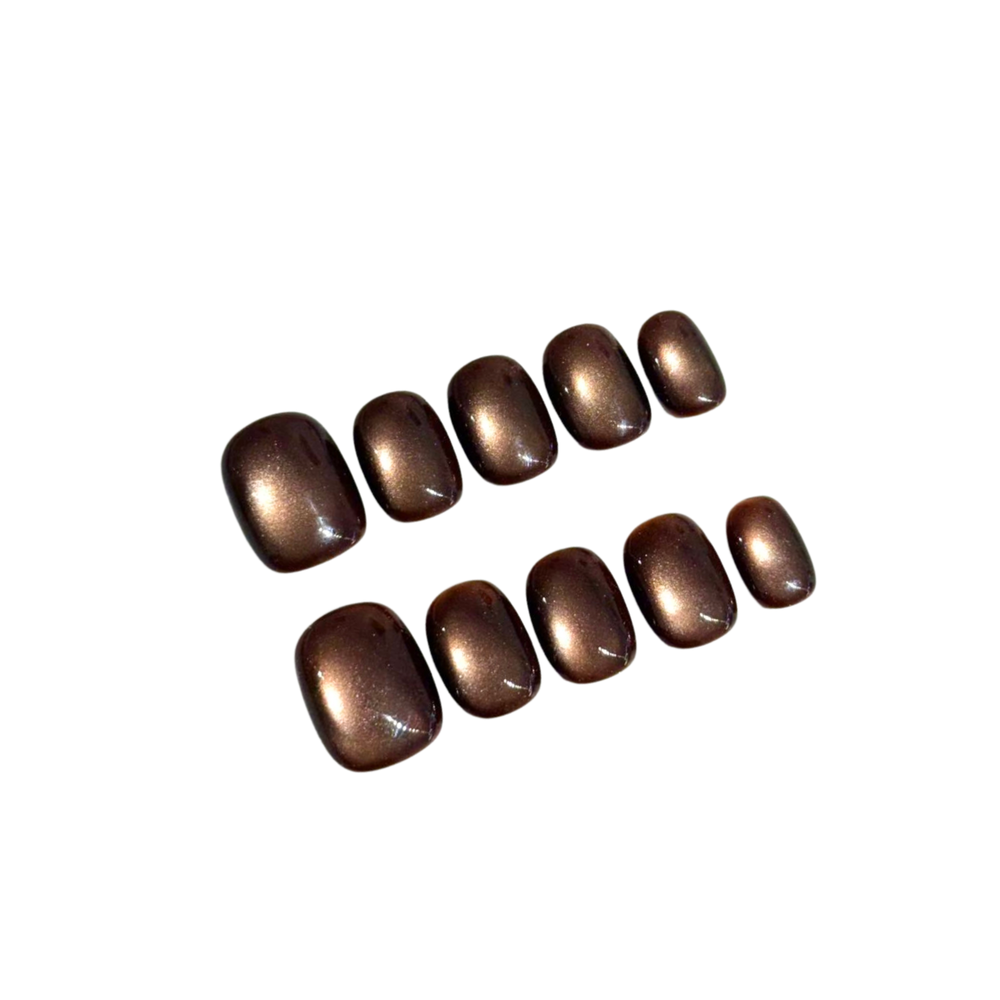 Dark brown magnetic round handmade press on nails NYC — READY READY