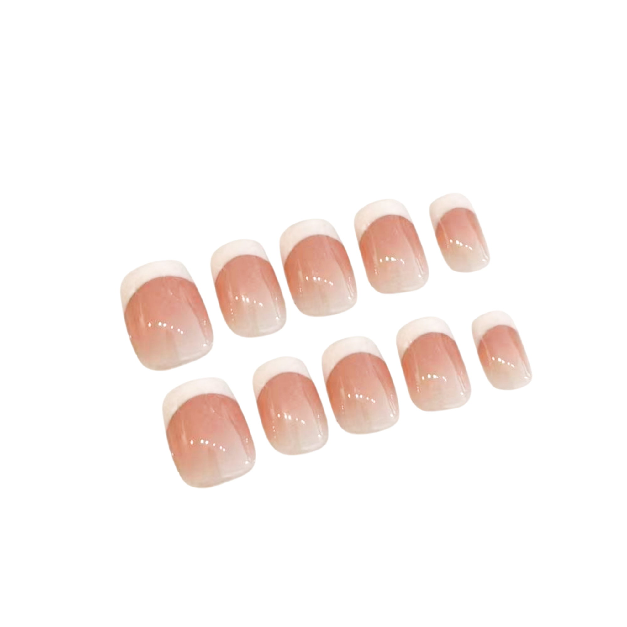 Pink orange gradient french square handmade press on nails NYC — READY READY