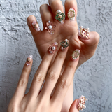 Imperial Glow Press-On Nails – Almond Medium | Pearl 3D