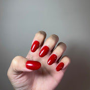 Red handmade press-on nails — READY READY NYC
