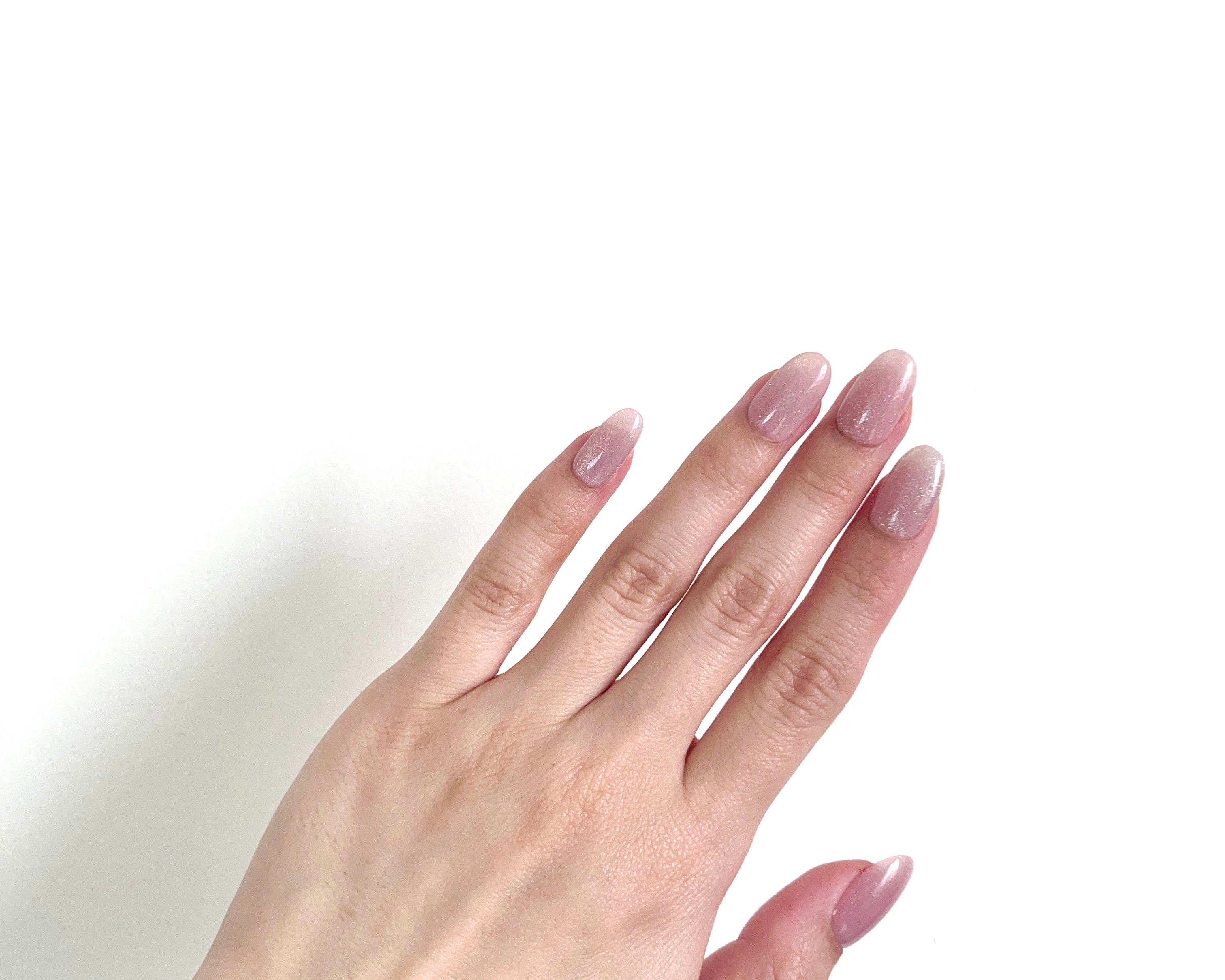 Pink Snow short oval handmade press-on nails — READY READY NYC