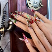 Evergreen Charm Press-On Nails – Stiletto Long | Glitter 3D
